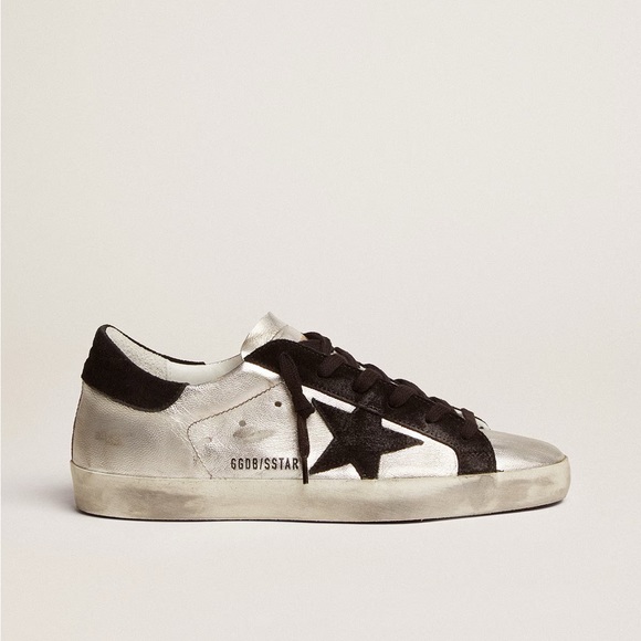 Golden Goose Super-Star in silver leather with contrasting inserts - Picture 1 of 11